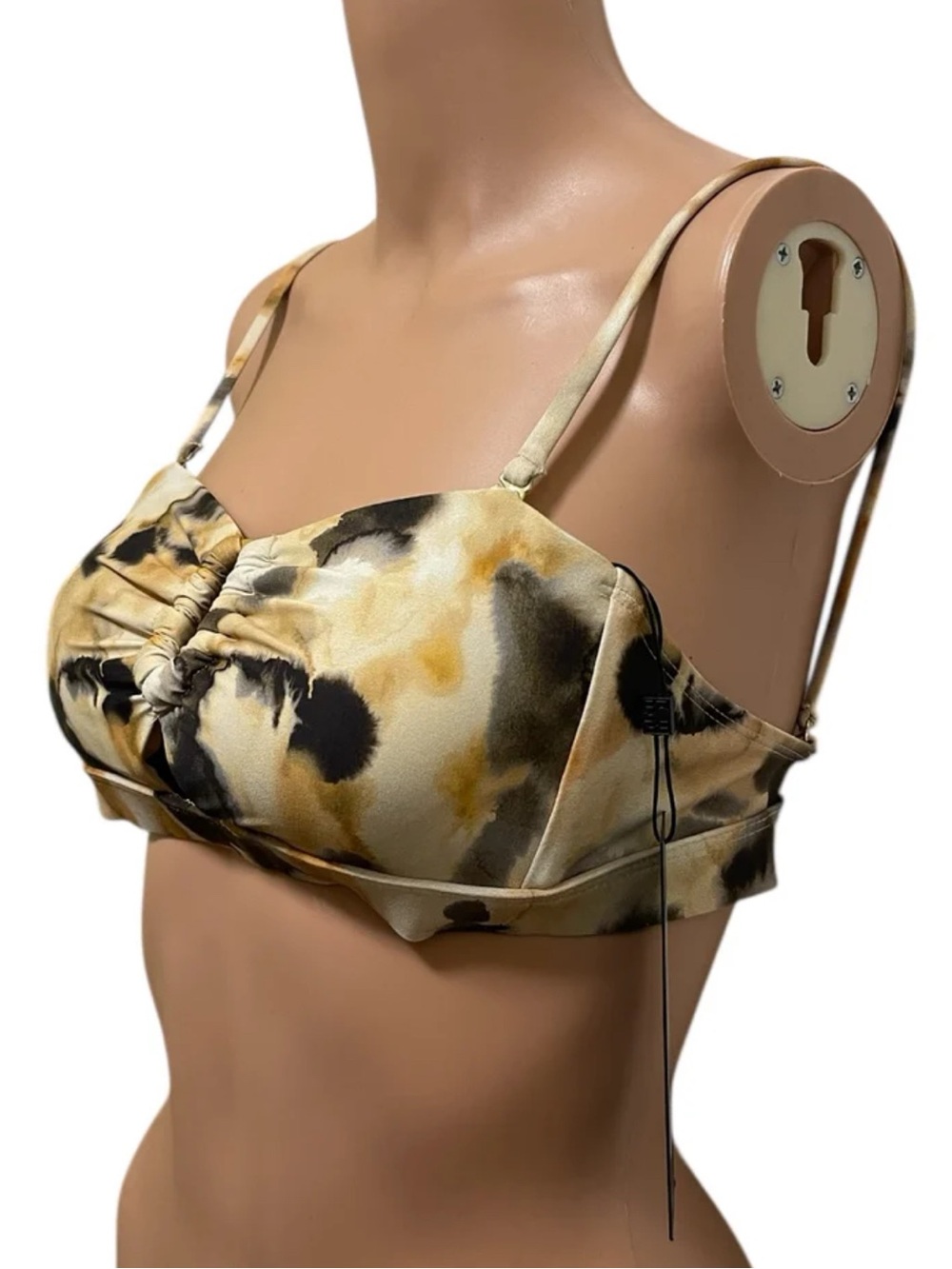 BCBGMAXAZRIA EUPHORIA BANDEAU BIKINI TOP  RUCHED FRONT ADJUSTABLE STRAPS SIZE 6